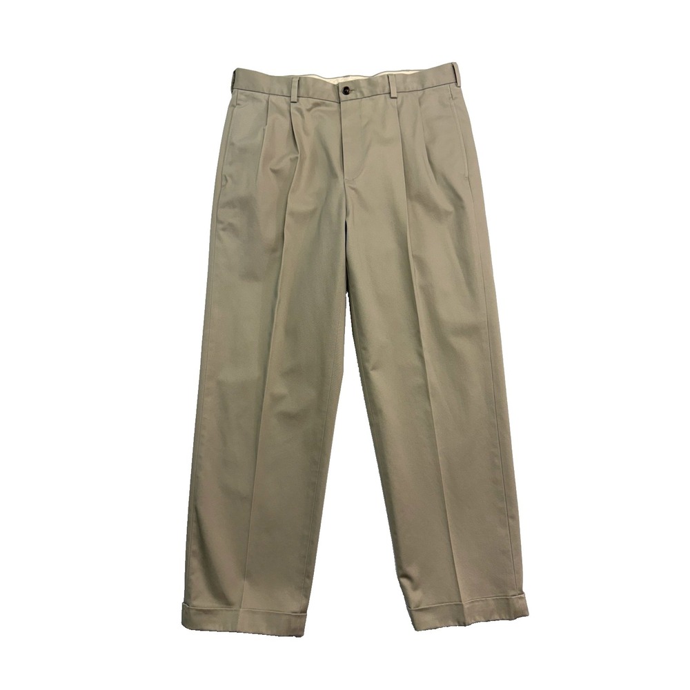 Brooks Brothers 36x30 Khaki Advantage Chino Elliot Pants Trousers Pleated Cotton